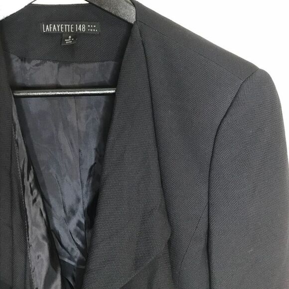 LaFayette 148 Sz 8 Blazer Drape Front Black - Picture 1 of 8